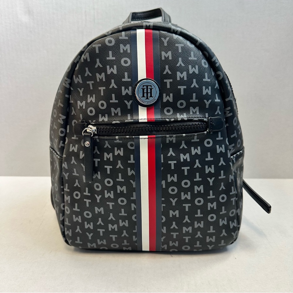 Tommy Hilfiger Women's Tommy Logo Faux Leather Black & Red Backpack